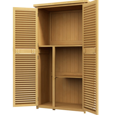 5' X 3' Yellow Wooden Outdoor Storage, With Asphalt Roof & Locked Doors - Keep Your Garden Supplies In And Protected Storage Shed Area Organized Functional