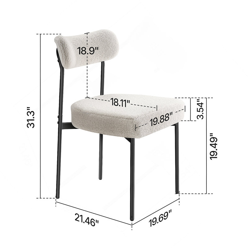 Ensemble de 4 chaises de salle à manger Boucle avec dossier incurvé et pieds en métal robustes pour un confort et un style modernes.