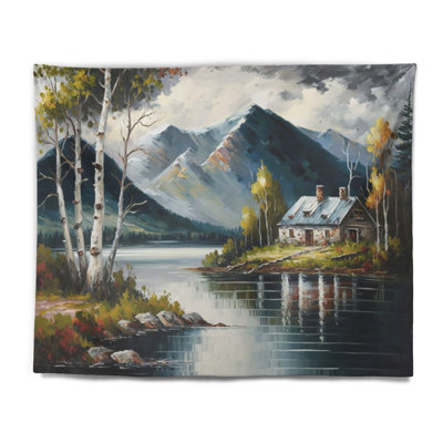 Polyester, lac, paysage, été, tapisserie