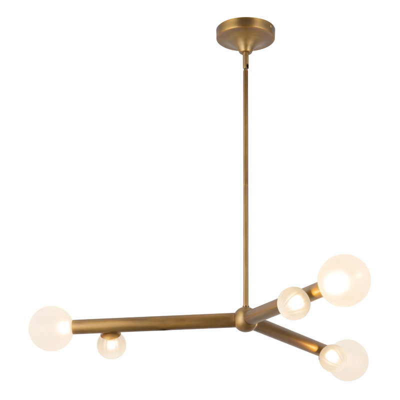 Reese 41-in Urban Bronze Dimmable LED Chandelier with Amber Glass, Vintage Brass/Opal Glass