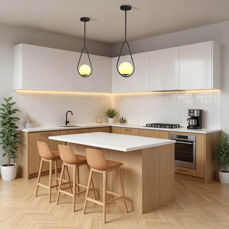 1 - Light Modern Single Pendant Lighting With Globe Shade