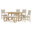 Ensemble de table de salle à manger 6 pièces pour 6 personnes, table de cuisine en bois de 60 po et 4 chaises avec banc et base en tréteaux pour la cuisine et la salle à manger (naturel)