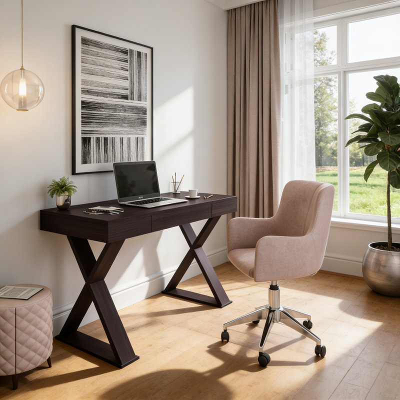 Bureau d'écriture tendance avec tiroir, espresso