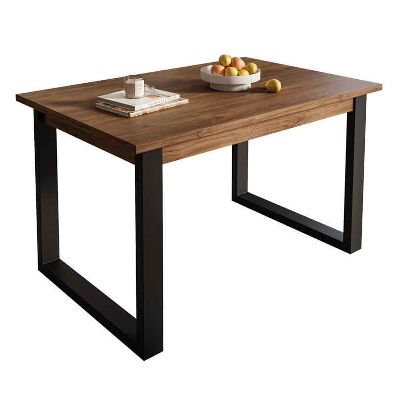 Sibyll Metal Base Dining Table, 76cm H x 125cm L x 80cm W, Stirling Oak