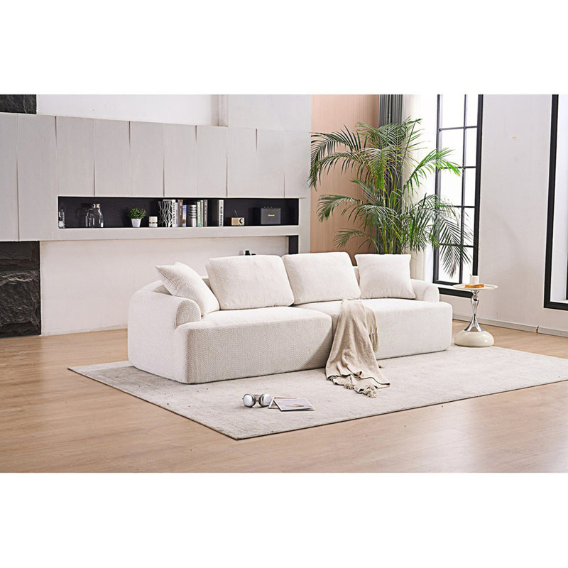 Canapé Comfy, canapé 4 places combiné, canapé à compression avec 4 coussins, Beige
