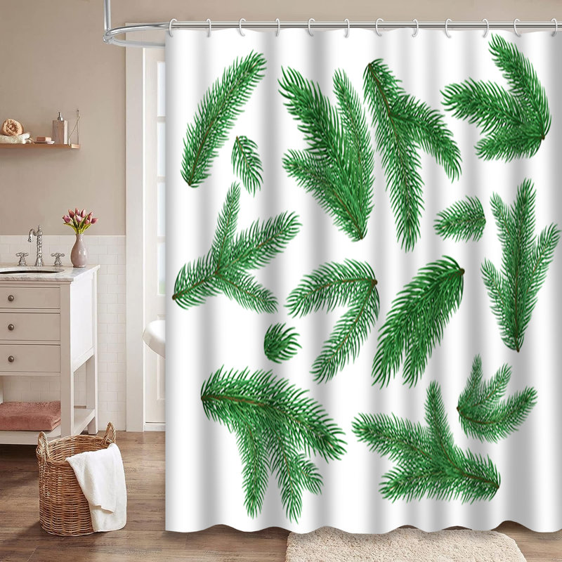 Rideau de douche épinette sapin Noël avec 12 crochets, L 72 po x l 84 po