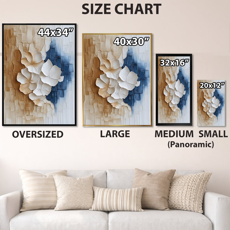 Reproduction d'art sur toile beige, H 20 po x l 12 po, Cadre photo blanc