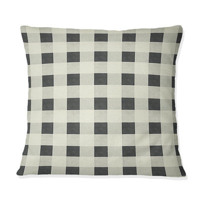 Imprimé vichy noir et blanc I - coussin décoratif moderne