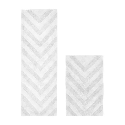 Ensemble de tapis pour salle de bain à chevrons touffetés 100% coton Annaclara 1990 GSM de qualité supérieure avec envers en latex antidérapant, certifié OEKO-TEX®, super absorbant et lavable à la machine, blanc