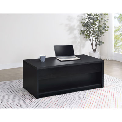 Table basse Canyon à plateau relevable noir avec deux tiroirs