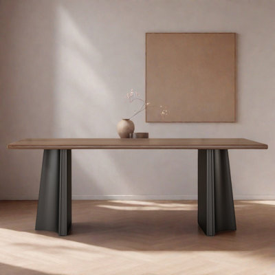 Modern simple rectangular solid wood dining table