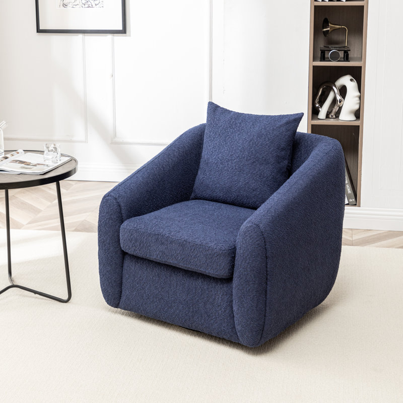 Shively 32'' Wide Upholstered Swivel Chair, Blue
