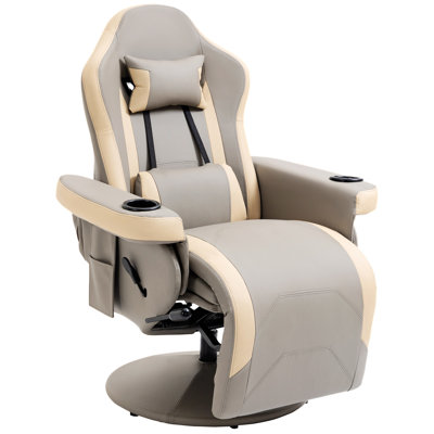 360°Swivel Manual Recliner Armchair, Lounge Chair with Adjustable Leg Rest