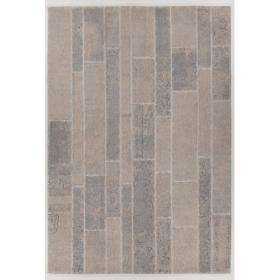 Tapis gris/beige handwoven à tissage plat Alyson