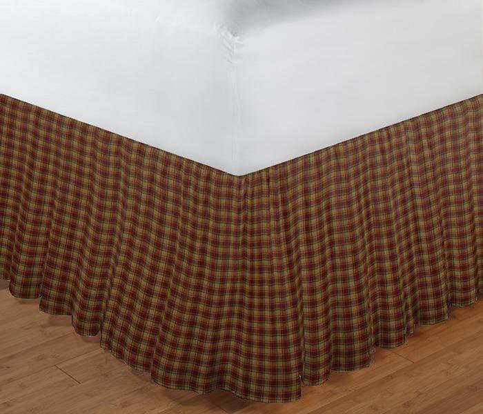 Tan and Gold Rustic Checks Bed Skirt, Queen