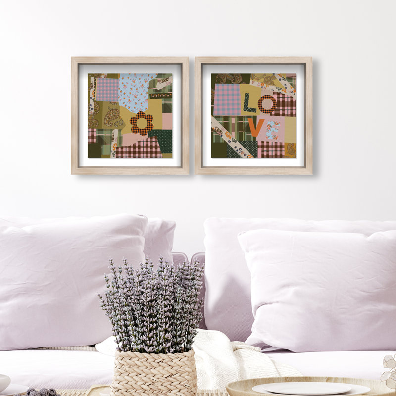 Retro Scarf Set Set by Oliver Gal, 43"H x 43"W, Natural Oak Shadowbox