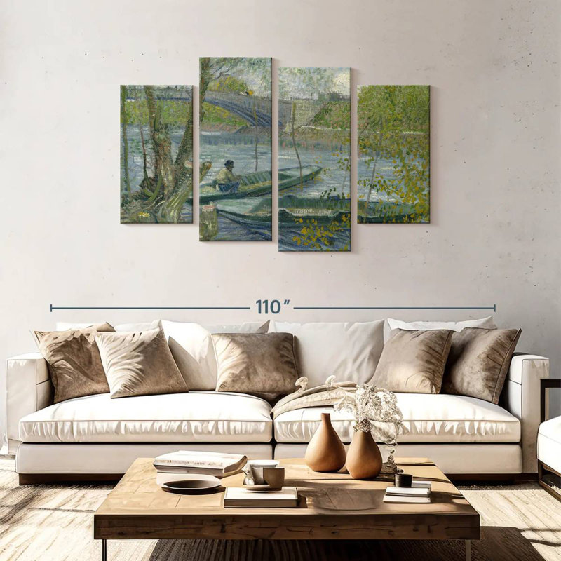 Mehar pêche au printemps, H 48 po x l 75 po