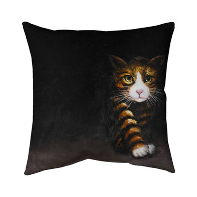 Discreet cat - 20"x20" Throw pillow cover - Poly twill - Print on demand