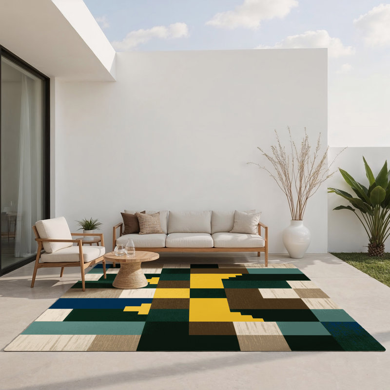 Angular Earth Indoor And Outdoor Area Rug, Rectangle 3' x 5'