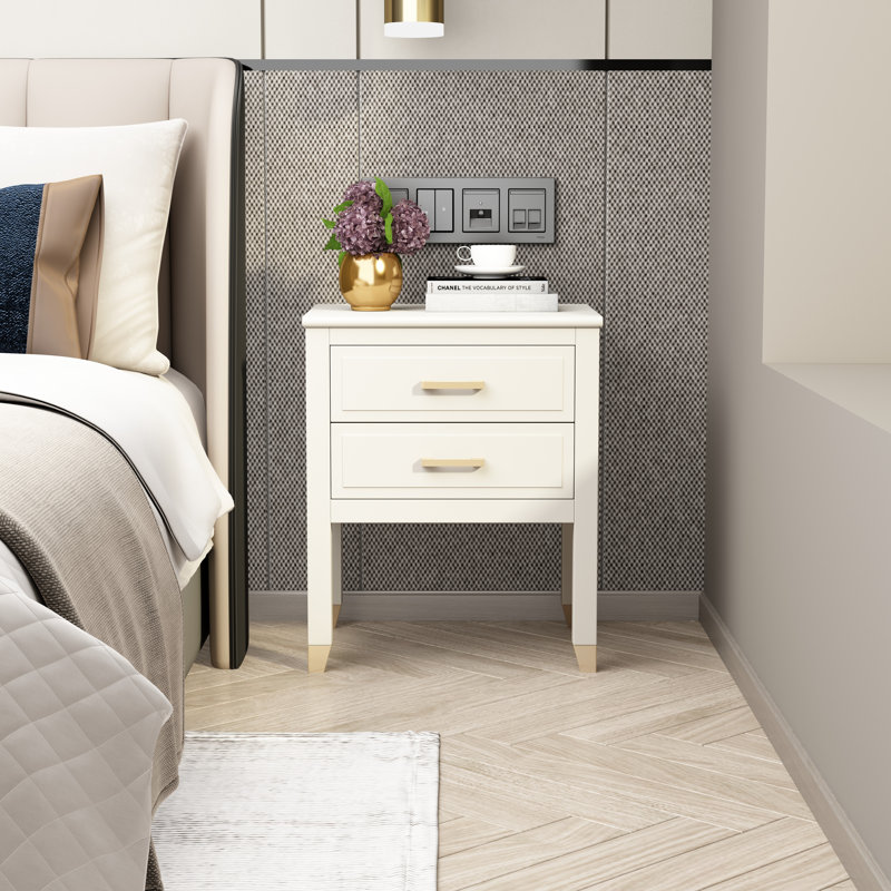 Cormac 50cm W Bedside Table, White