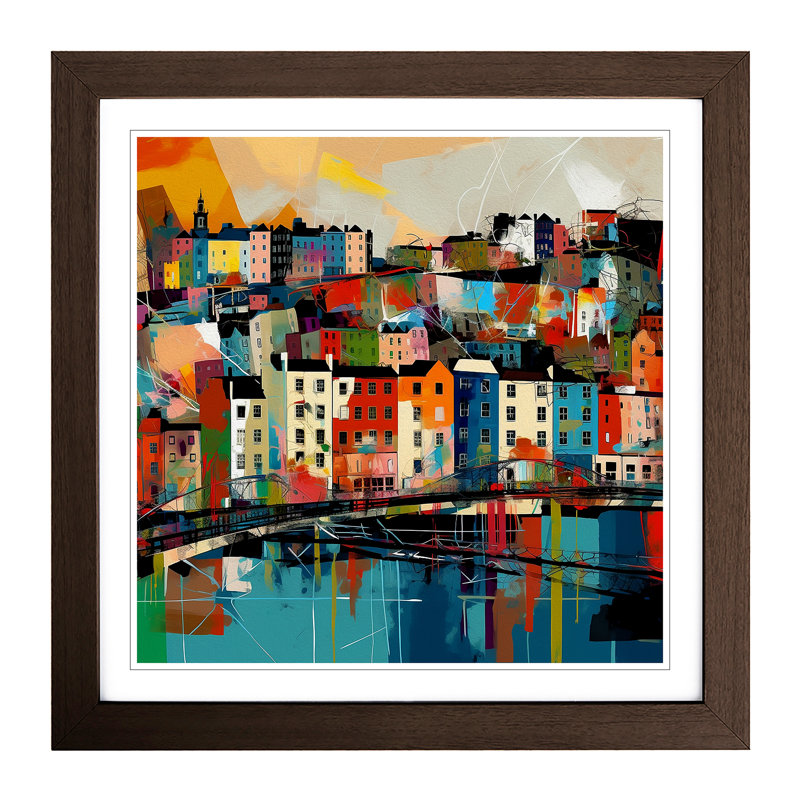 City Of Bristol Abstract Art No.1 - Single Picture Frame Print on Wood, Walnut