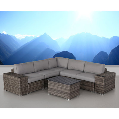 Algunde Wicker Fully Assembled 4 - Person Seating Group with Cushions