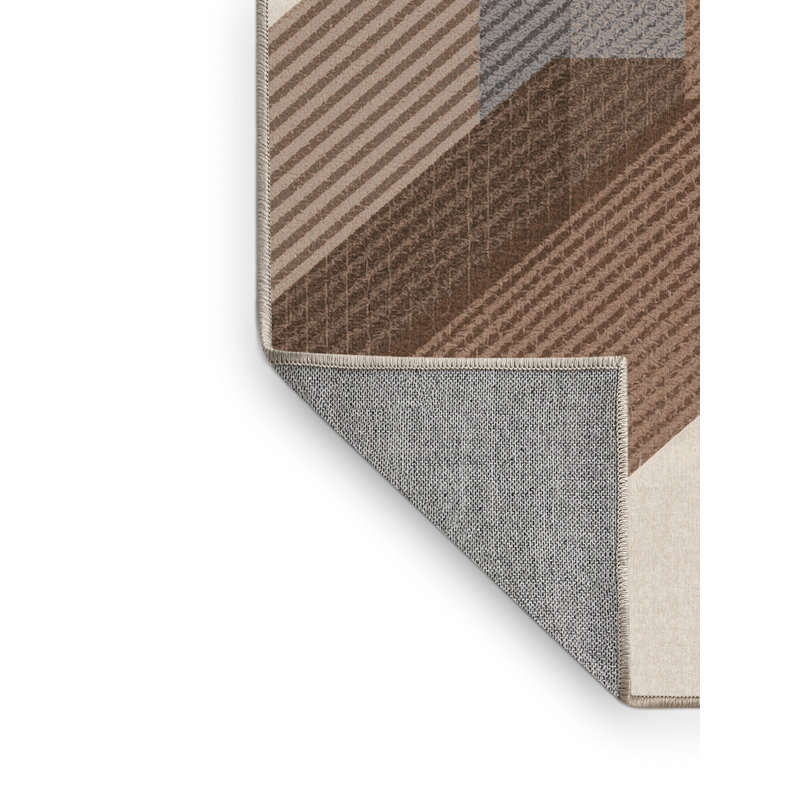 Tapis beige lavable à la machine moderne Luray - reliure beige, 6 X 9