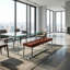 Banc capitonné contemporain Monkstown, similicuir brun