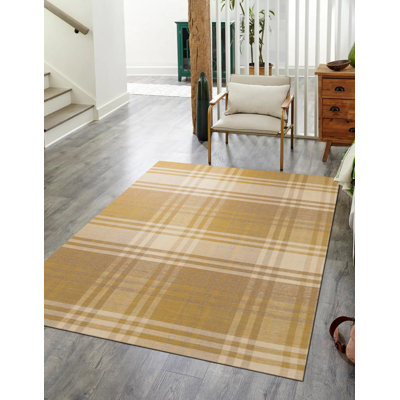 Tapis jaune en laine tissé à plat Chelton