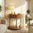 Grooved Half-Moon Console Table, Farmhouse Sofa Table Behind Couch, Modern Entryway Table with Storage, Narrow Foyer Table for Hallway, Living Room, Entryway, Walnut