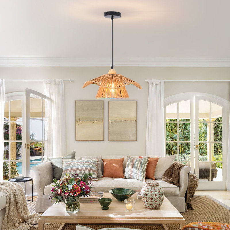 Noirmoutier 1 - Light Farmhouse Boho Rattan Pendant Light