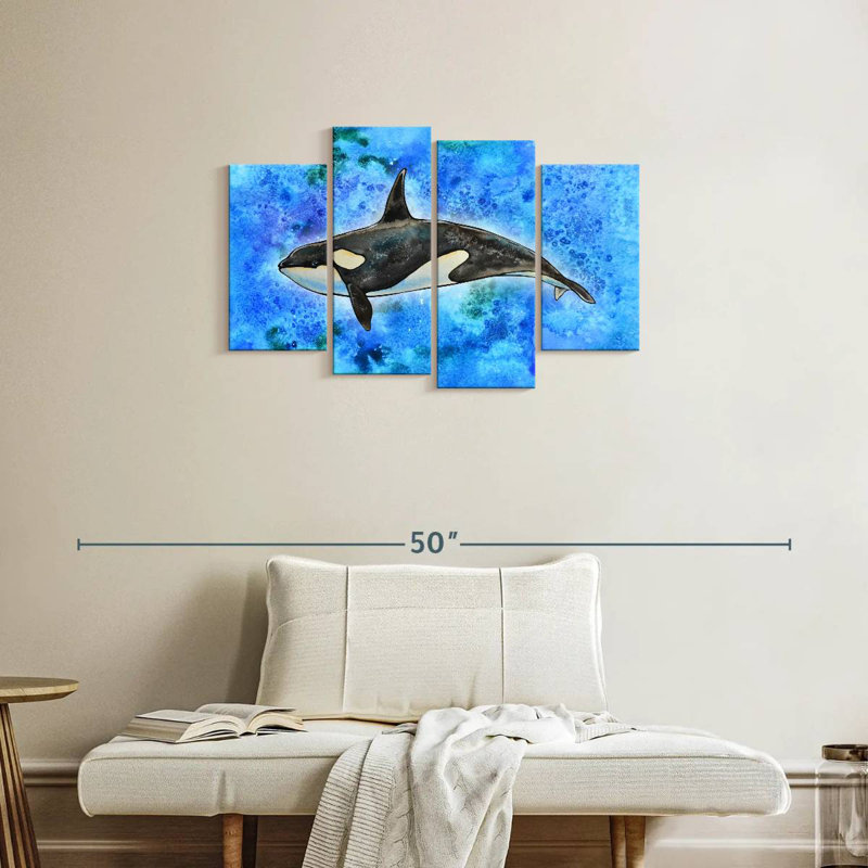 Brampt Orca On Blue, 22" H x 36" W