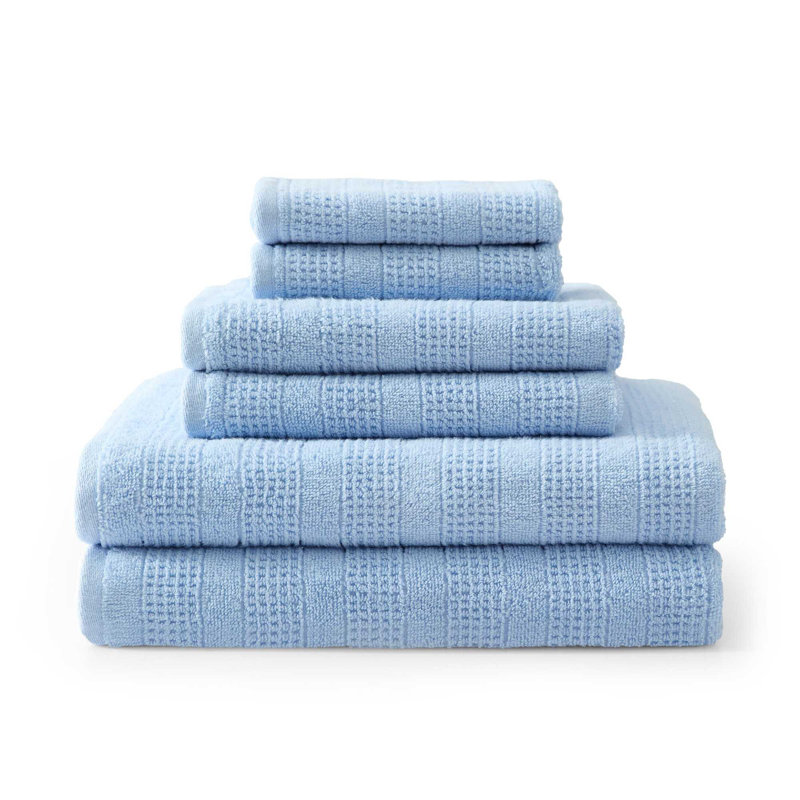 Martha Stewart Bedford Cottage Solid Cotton 6 Piece Towel Set, Blue