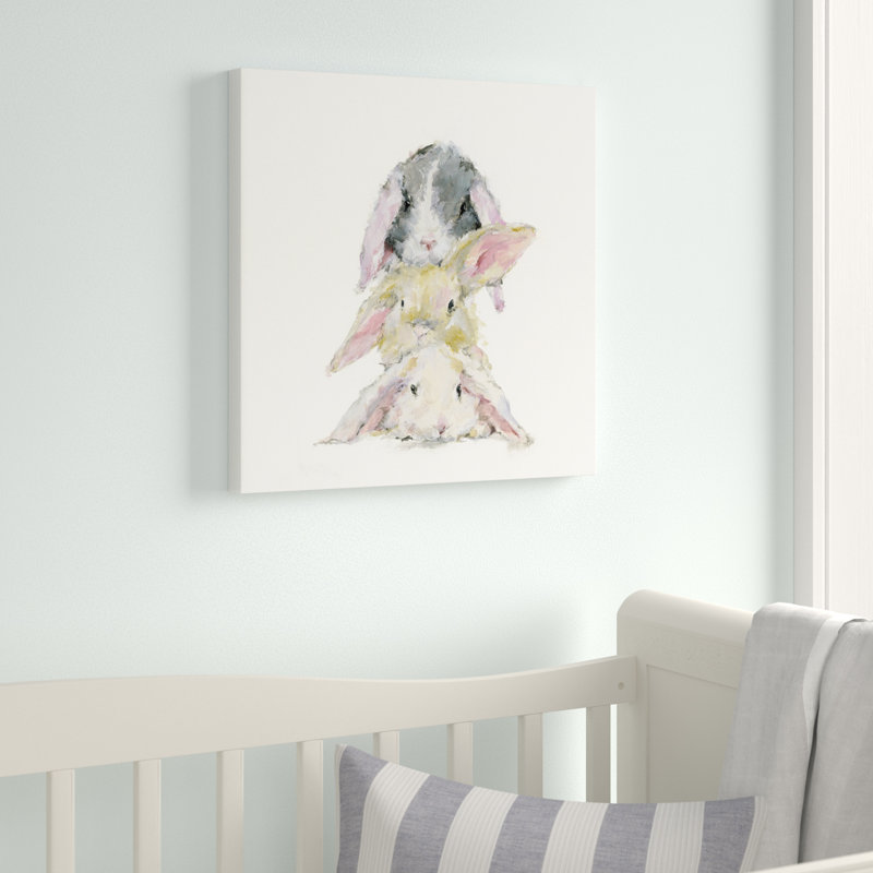 Art de la pile de lapins Abdullah, Toile tendue, H 21 po x L 21 po x l 1,25 po