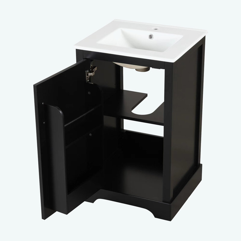 Meuble-lavabo de 20 po avec lavabo, Noir, noir, noir, noir