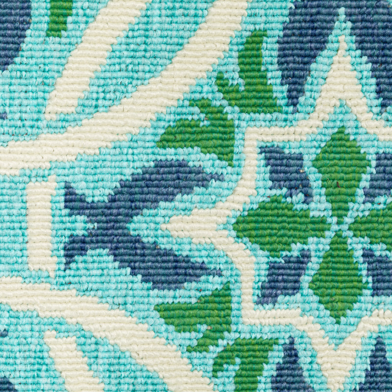 Tapis intérieur / extérieur bleu / vert Jaeden, Rectangle 1 pi 10 po x 2 pi 10 po