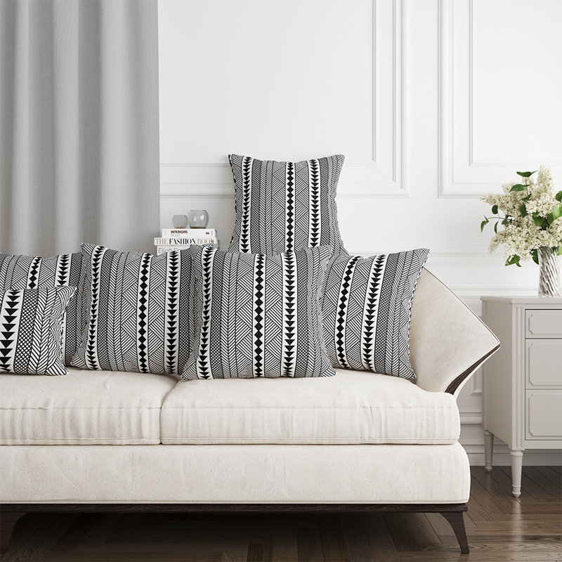Sisala Geometric Throw Pillow, Black/White