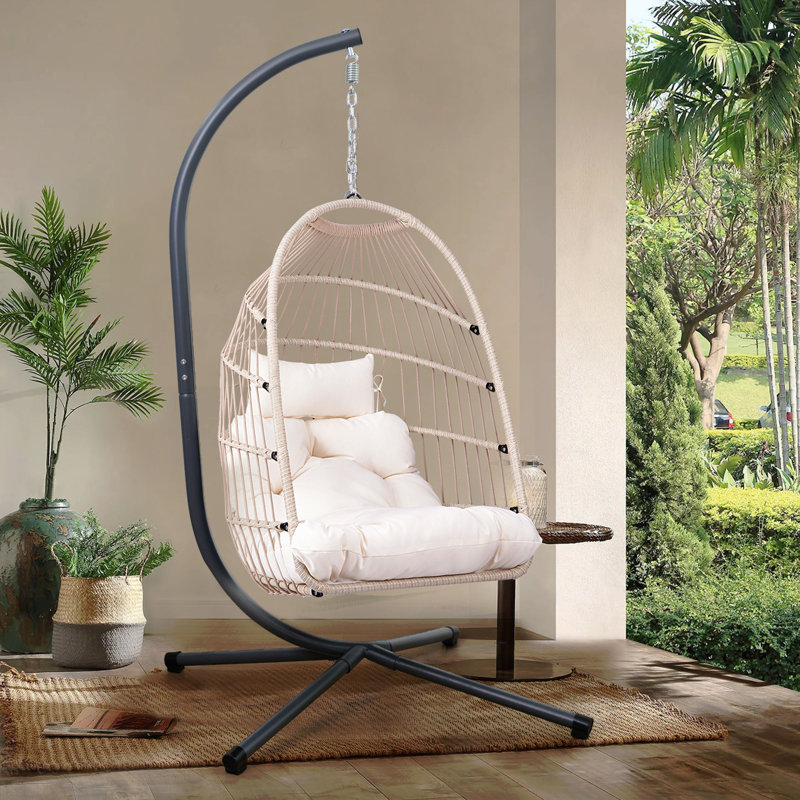 Fauteuil suspendu d'extérieur blanc cassé, Blanc cassé