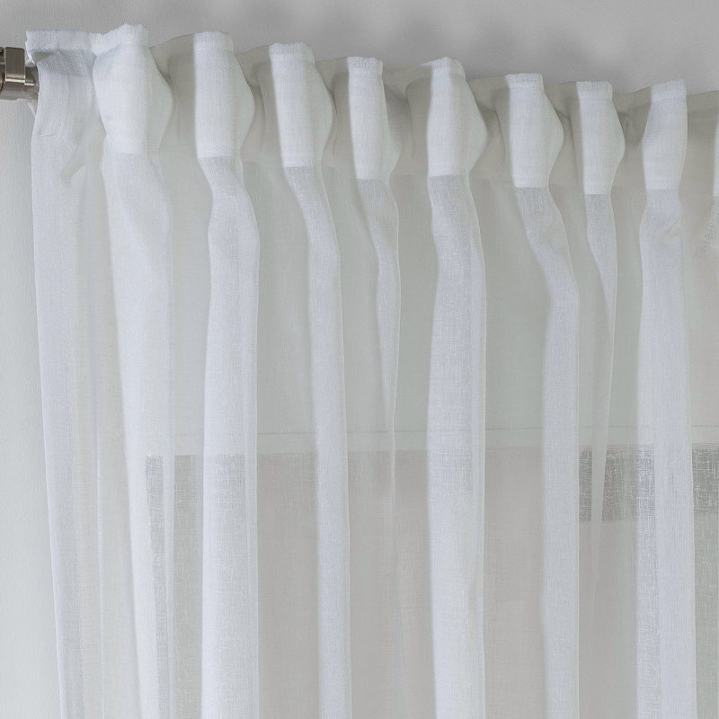 Extra Long & Extra Wide Faux Linen Sheer Curtain Single Panel, Cream, 140cm Width x 265cm Drop