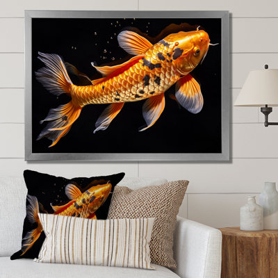 «Yellow Kois Fish Golden Majesty I», reproduction sur toile
