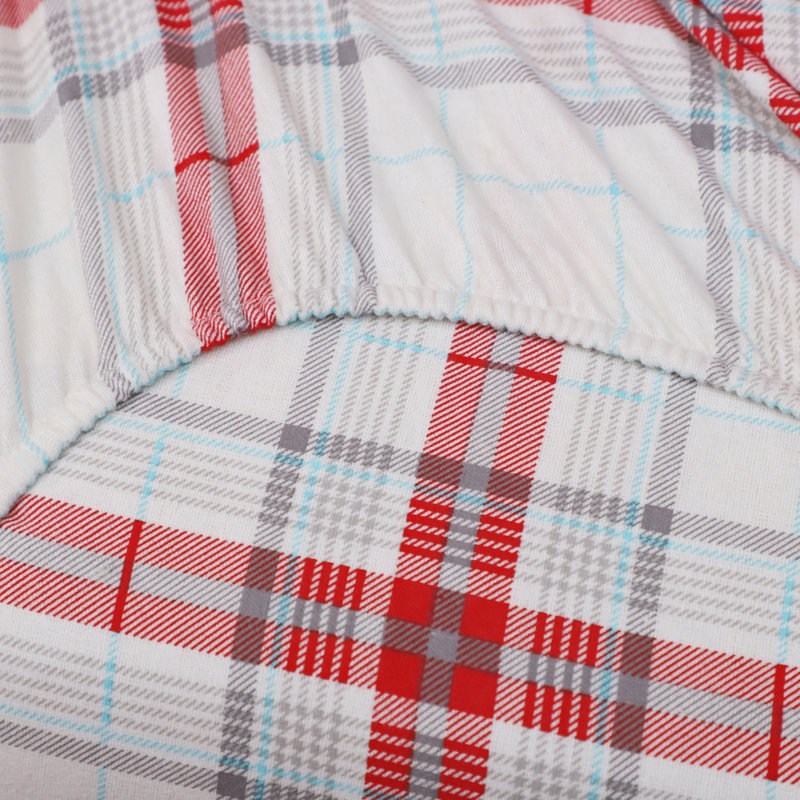 Ensemble de draps en flanelle écossais, Ensemble de draps pour très grand lit californien, Tissu écossais rouge