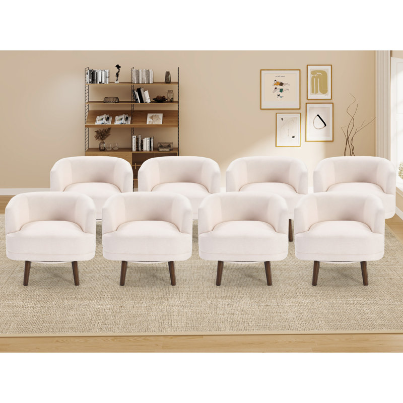 28.8'' Wide Modern Comfort Upholstered Swivel Living Room Accent Armchair With Solid Wood Legs, Beige