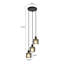 3-Light Smoked Grey Glass Kitchen Island Pendant
