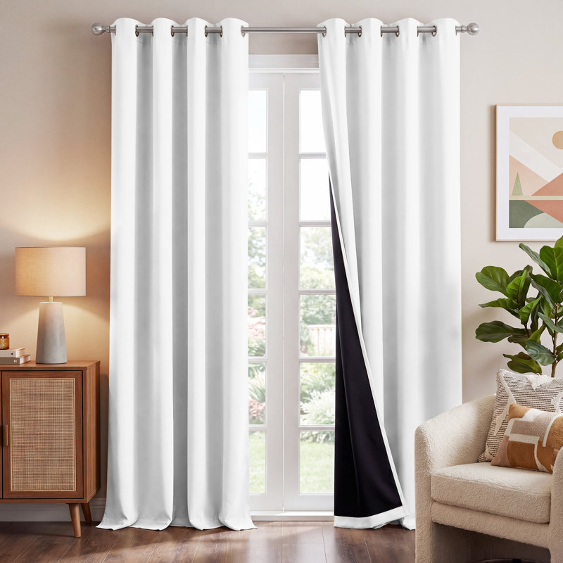 100% Blackout Curtains Ramonita Thermal Insulated Energy Efficiency 2 Layers Drapes for Bedroom, 2 Panels, 52" W x 84" L