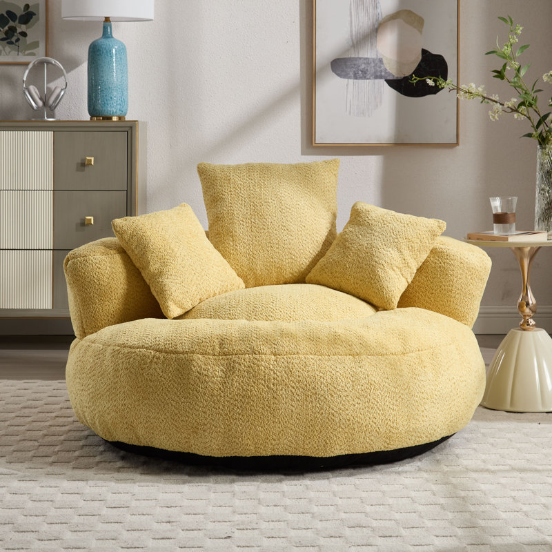 Fauteuil demi-tonneau à compression de 42,52 po Jaquarion, Chenille jaune