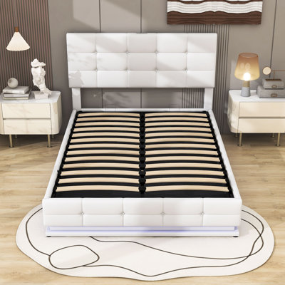 Nivayah Full Size Upholstered Platform Bed with Storage System, LED Lights, USB charger and Headboard -  Brayden Studio®, 2636D0449626455AA678CF3BEF91727E