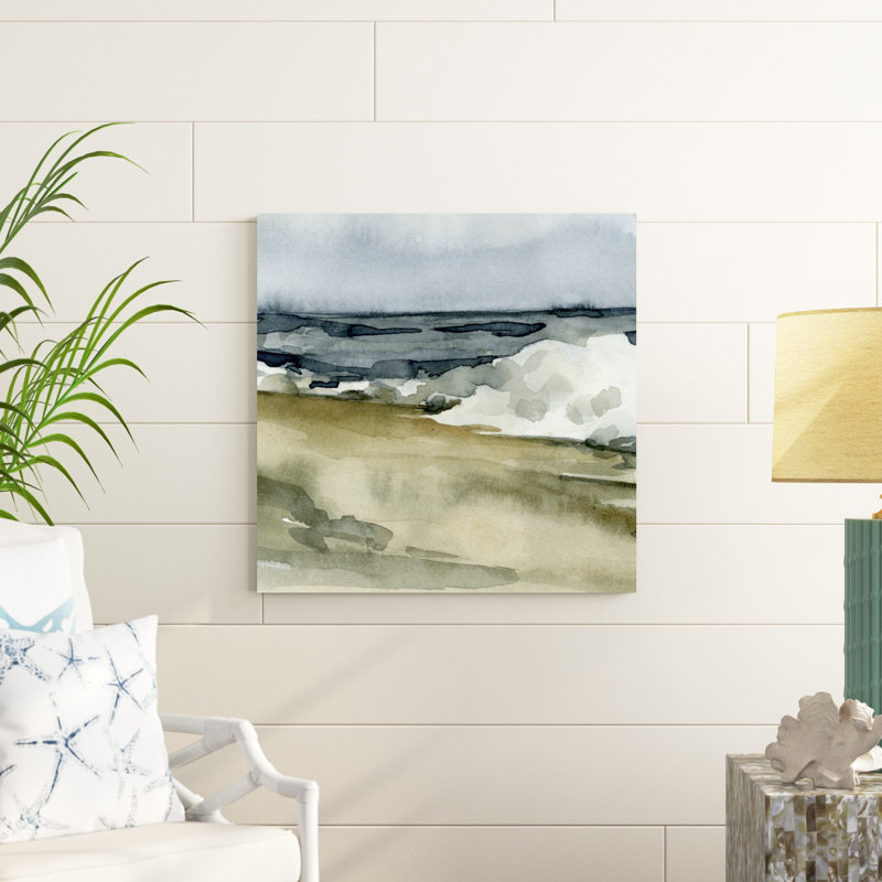 «Loose Watercolor Waves V» par Emma Caroline, reproduction d'art, H 30 po x l 30 po, Non, Cadre flottant noir