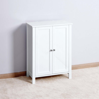 Bathroom Floor Storage Cabinet With Double Door Adjustable Shelf
