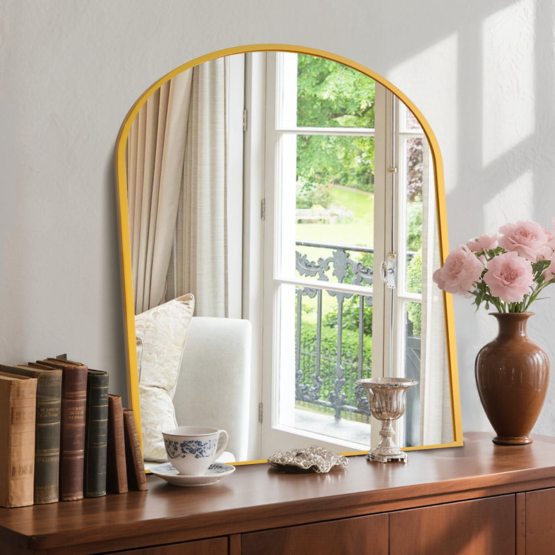 Dochas Aluminum Arch Mirror, Gold, 71" x 26"
