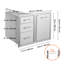 Combo de rangement de cuisine 29,5 po pour l'extérieur - Porte pour îlot de barbecue en acier inoxydable et unité à triple tiroir avec support de réservoir de propane